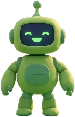Green, a green robot with one antenna and glowing green eyes.